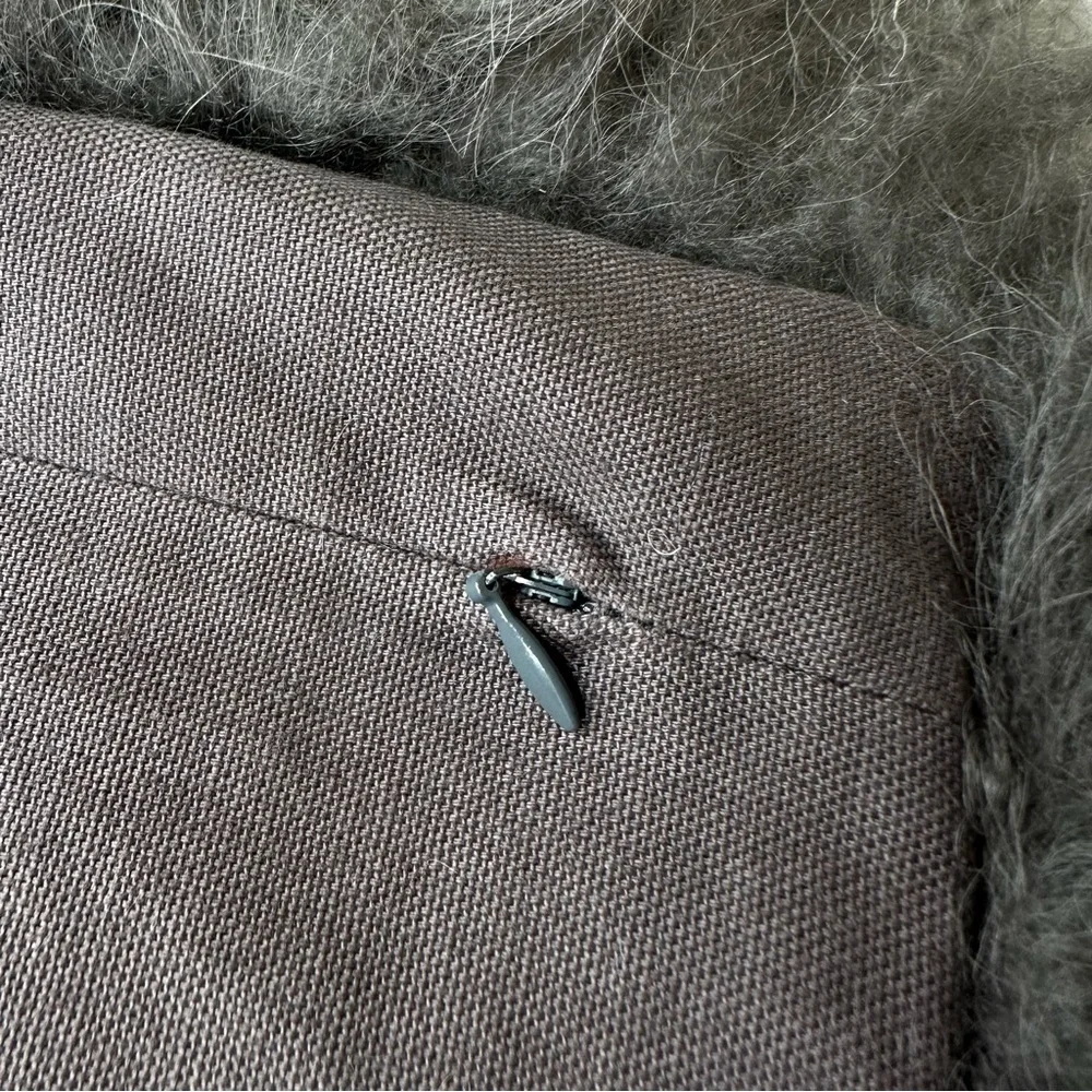 West Elm Pillow Cover Only 100% Mongolian Sheep Wool Hair Gray 16